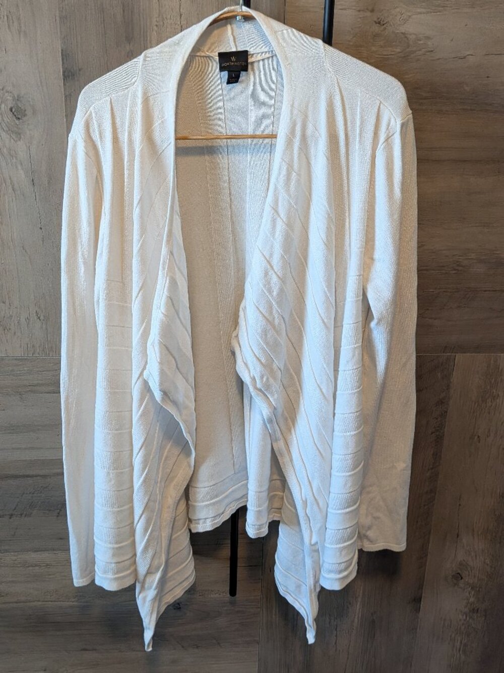 Worthington Cardigan Sweater, Women's L, White, Flowy RN 108357